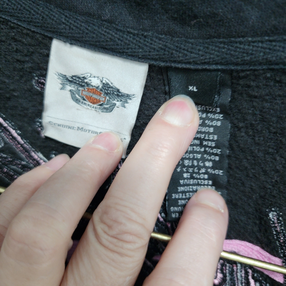 Assymetric Moto Rose Embroidered Harley Dsvidson Jacket XL - Picture 5 of 11